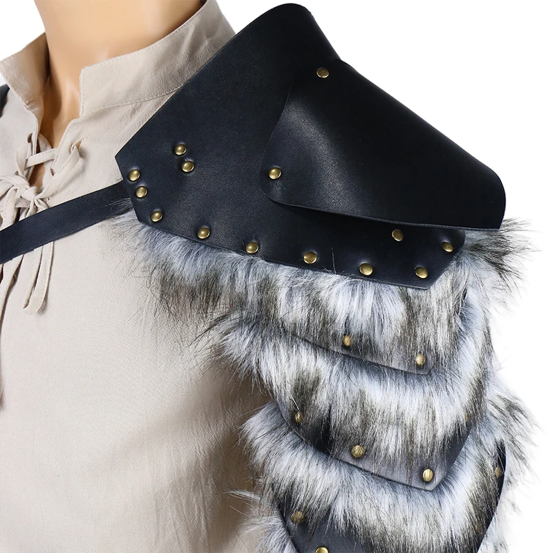 

Medieval Fur Leather Punk Armor Steampunk Knight Warrior Armor Shawl Vest Men's Halloween Cloak Party Cosplay Props﻿﻿﻿