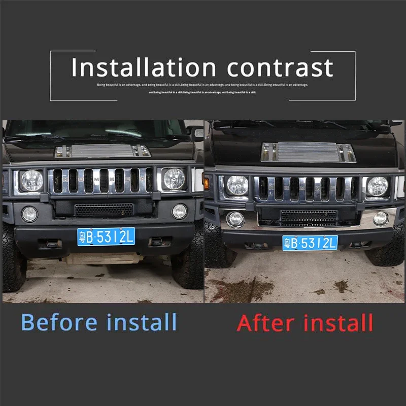 

For Hummer H2 SUT SUV 2003-2009 Car Front bumper lower trim strip Front fog lights Trim Cover ABS Bumper Protection Accessories