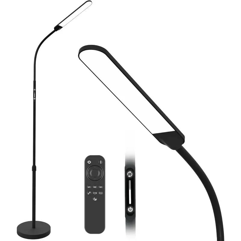 

Led Floor Lamp,Modern Reading Adjustable Standing Height 4 Colors and Stepless Brightness Work Lamp, Black