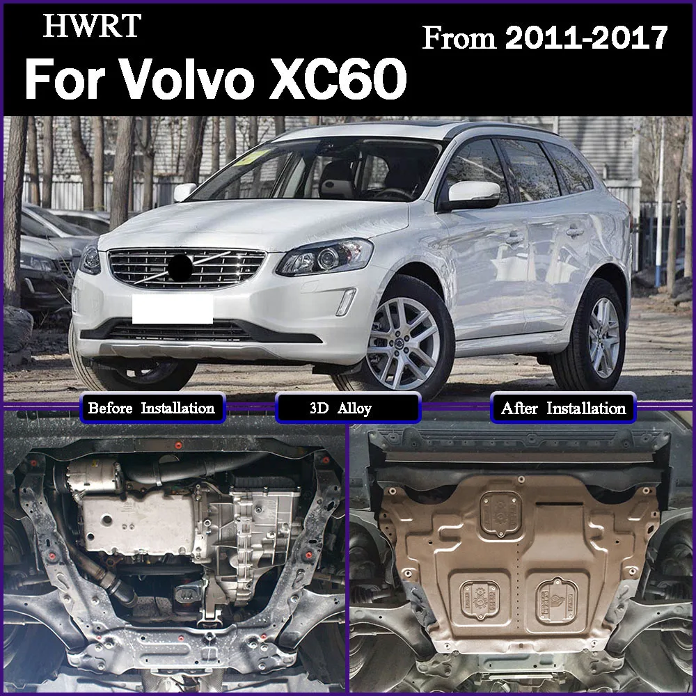 

Car Accessories Black Under Engine Guard Mudguard Board Splash Shield Mud Fender Plate Panel For Volvo XC60 2011-2017 3.0T 2.0T