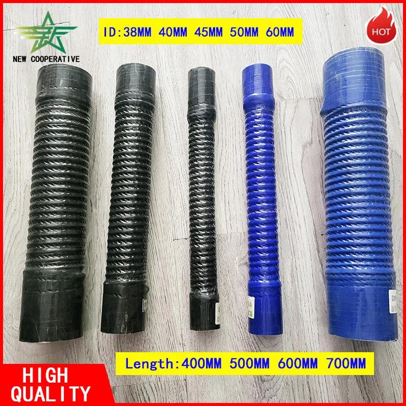 Silicone Flexible Steel Wire Corrugated Hose ID38-60mm Long 400-700mm Air Intake Pipe Radiator Tube High Pressure Temperature
