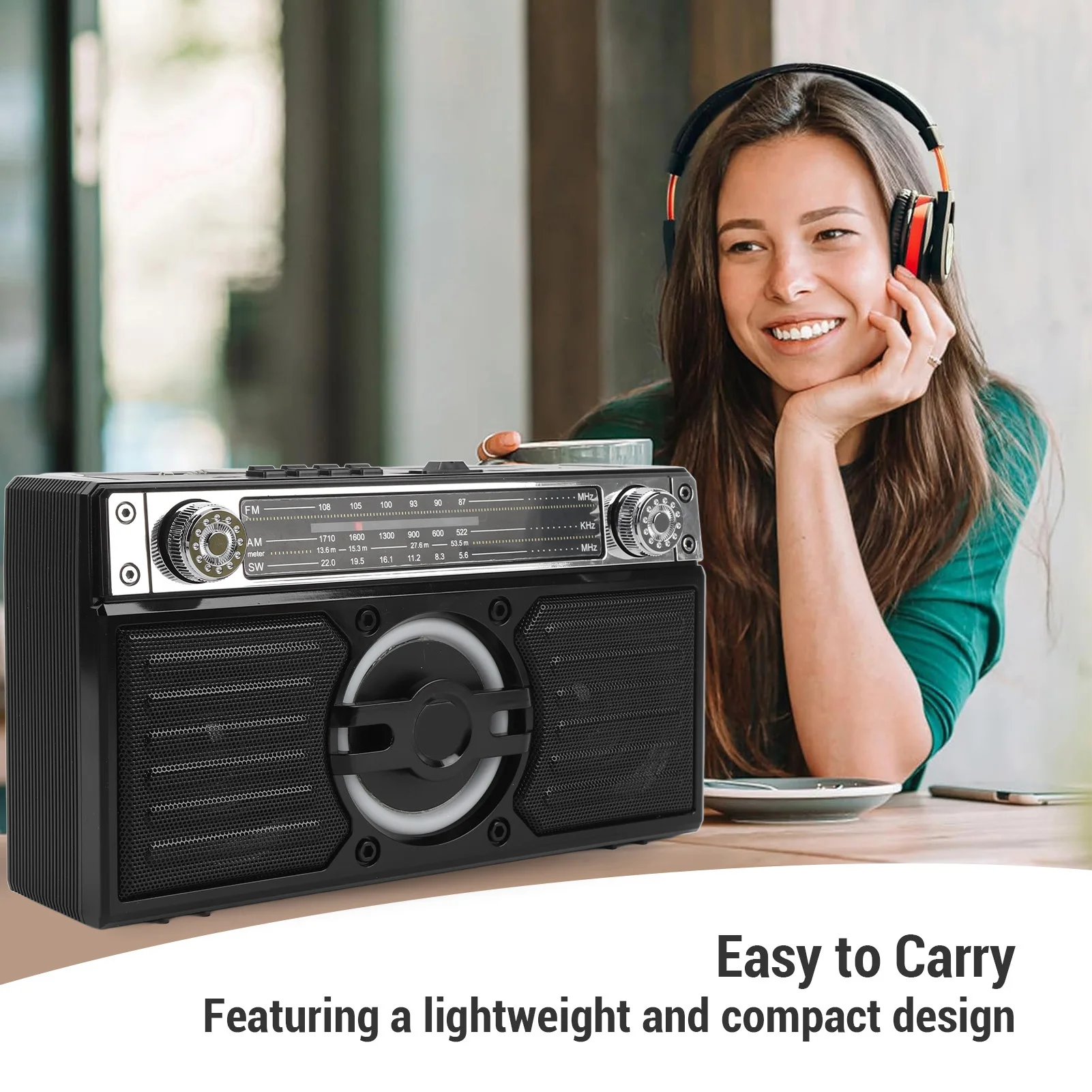 휴대용 라디오 블루투스 스피커 다기능 충전식 멀티 밴드 FM AM SW 라디오 여행용 장시간 재생 휴대용 라디오