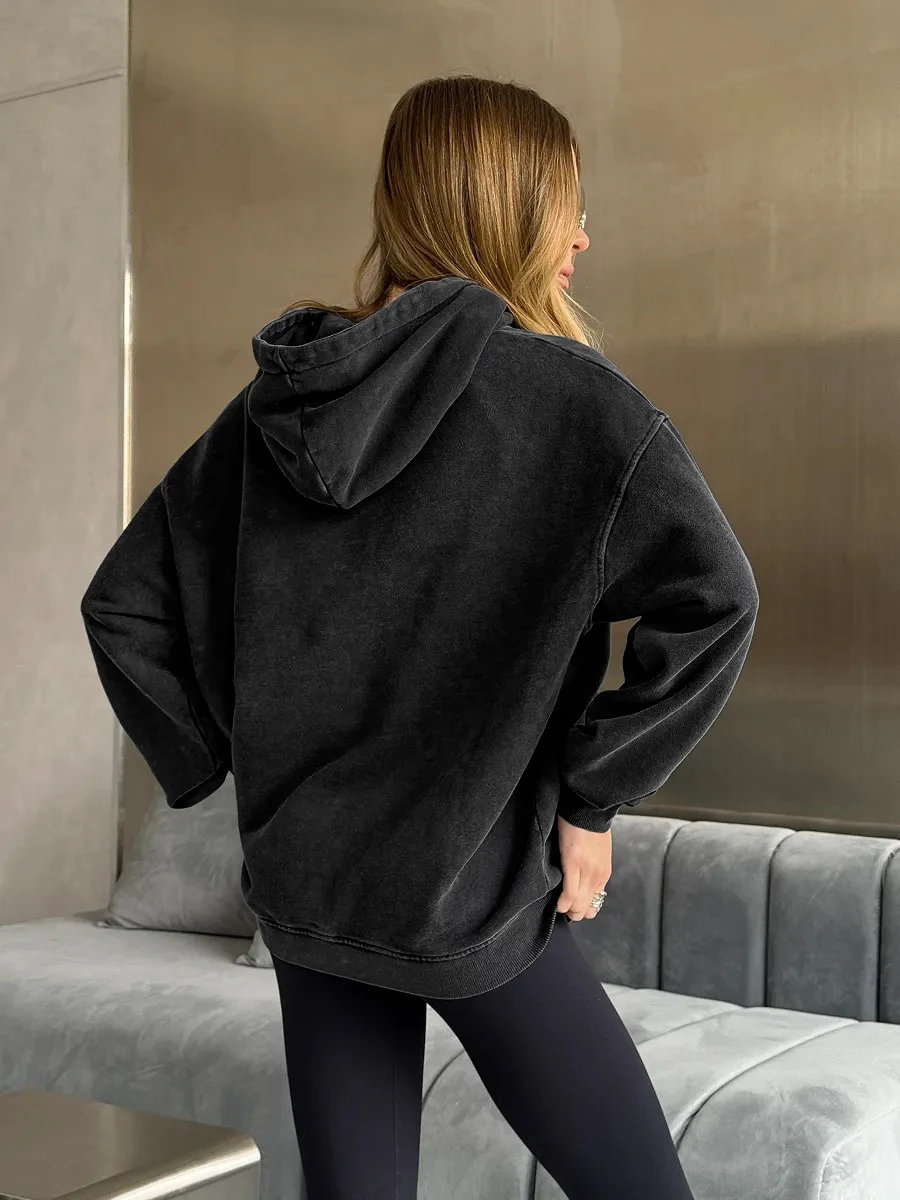 Wolfeel Women's Hooded Sweatshirt Set Long Sleeved Pullover Hooded Sweatshirt Loose Fit Casual Spring and Autumn Sportswear