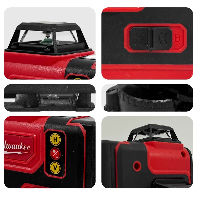 ميلووكي مستوى الليزر الأخضر 16 خطًا 4D التسوية الذاتية 360 شعاع مستوى الليزر الأفقي والرأسي فائق القوة.