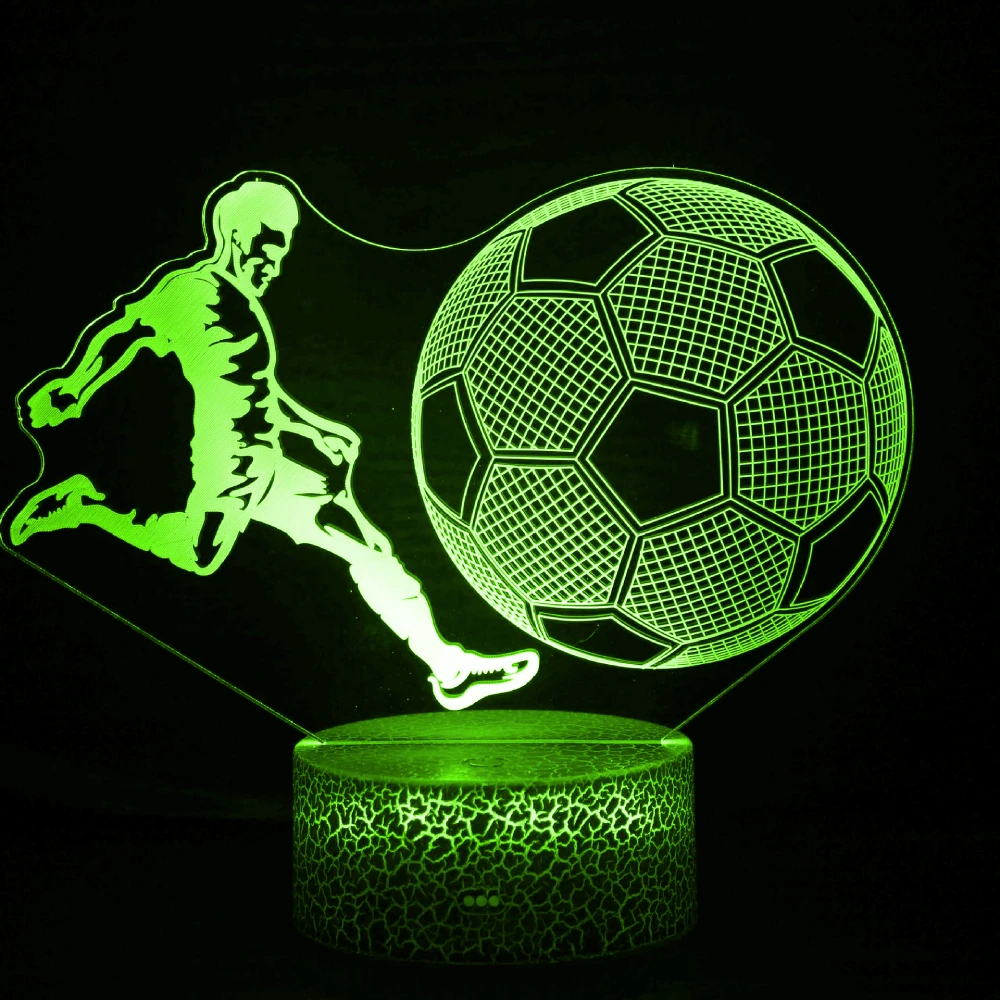 Nighdn Football Lamp for Boy Night Light LED Illusion Nightlight 7 Color Changing Acrylic USB Tabe Lamp Birthday Christmas Gift