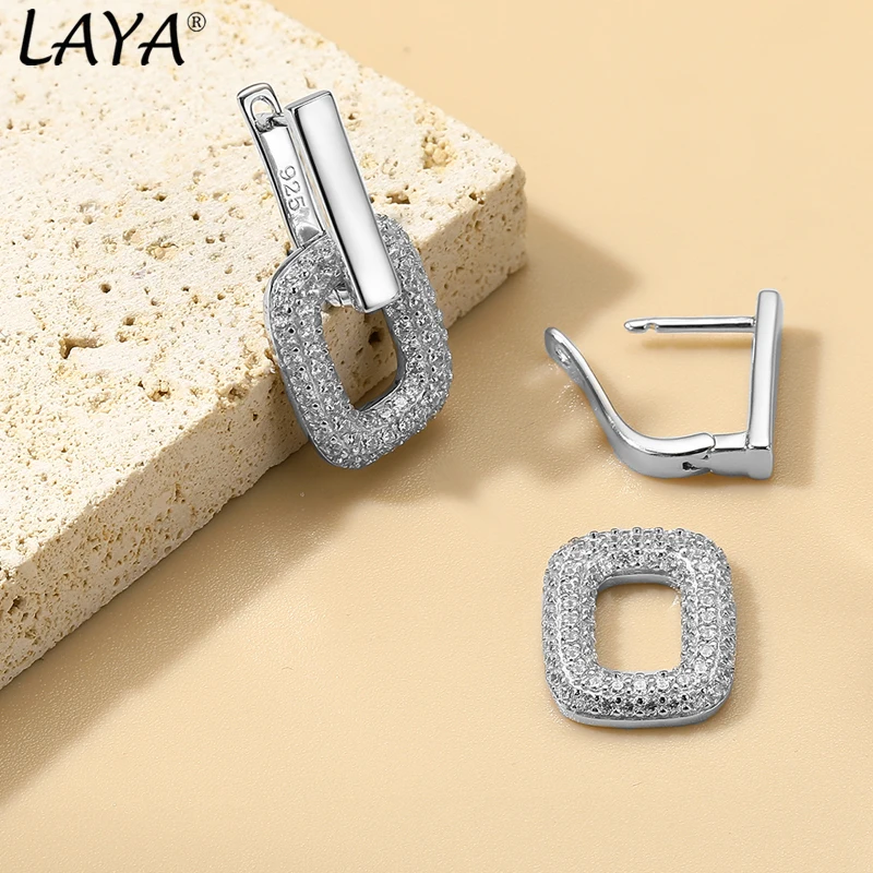 LAYA Fashionable Horseshoe Zircon Earrings Elegant Design Perfect Wedding Accessory 100%925 Sterling Silver Exquisite  Jewelry