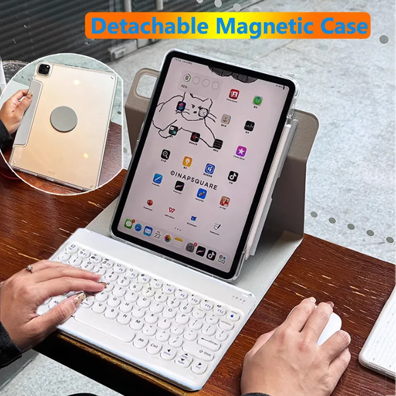 For IPad Pro 11 2022 2021 10.2 9th 8th 7th 10th 10.9 Pro 11 2020 2018 with Drawer Pen Holder Rotating Case Keyboard Magnetic