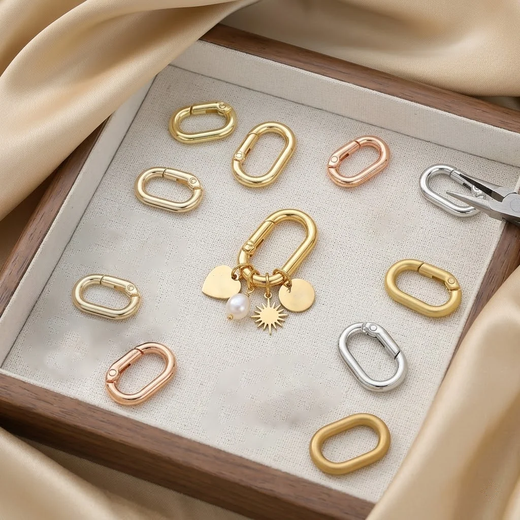 

5pcs/Lot Metal Oval Ring Spring Buckle Connector For DIY Keyring Necklace Bracelet Clasp Jewelry Making Supplies Findings Crafts