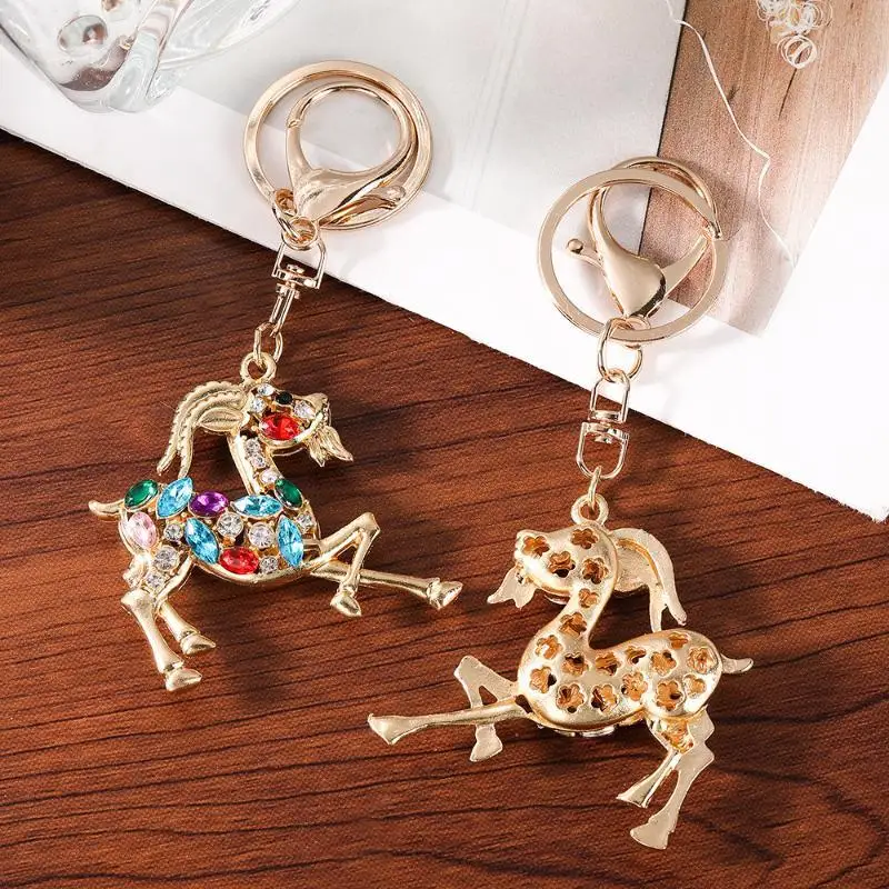 Sparkly Gold Plated Sheep Keychain With Colorful Rhinestones Perfect For Bag