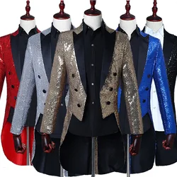2024 New Magician Sequin Tuxedo Men, Stage Performance Dress Jacket, Nightclub Bar Host American Chorus Conductor Male Blazer