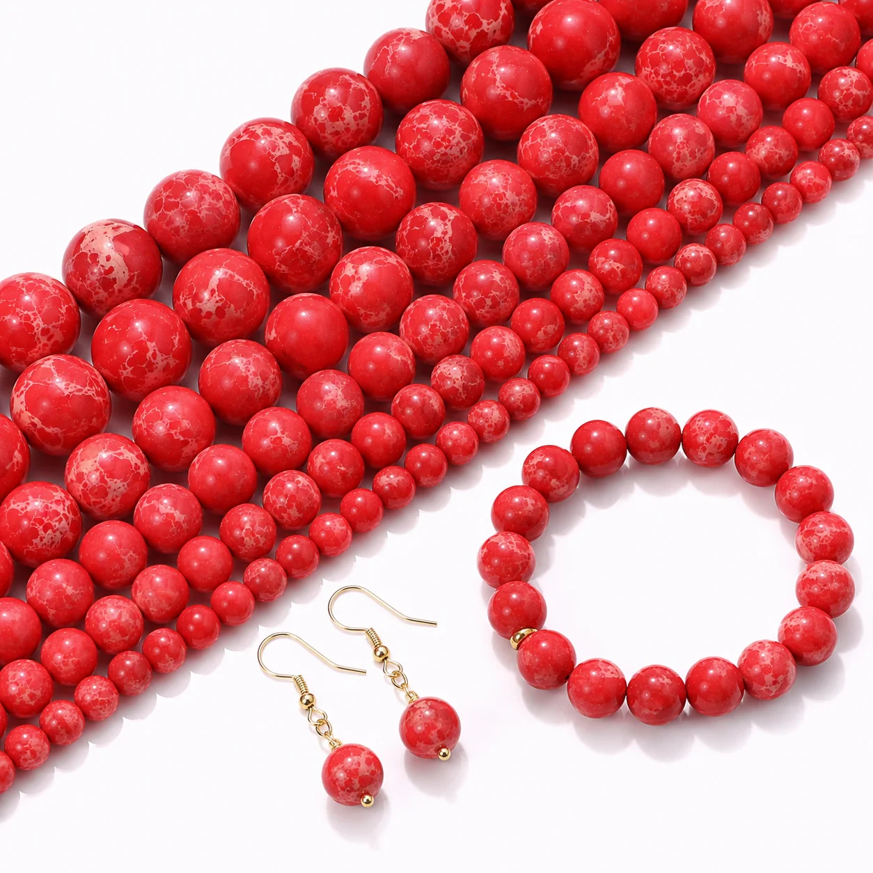Natural Red Emperor Stone Beads 6/8/10mm Loose Spacer Beads For Jewelry Making DIY Bracelets Necklaces Earrings Accessories