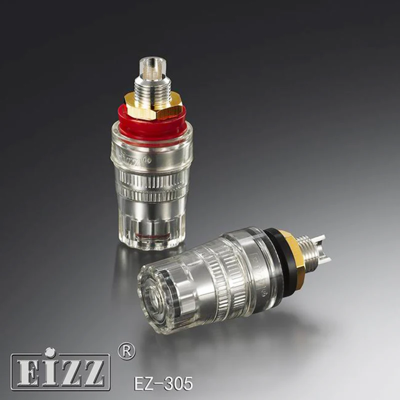 EIZZ-305 True Silver Plated Brass Speaker Binding Post Amplifier 4mm Banana Plug Connector Terminal for HIFI AUDIO DIY Upgrade