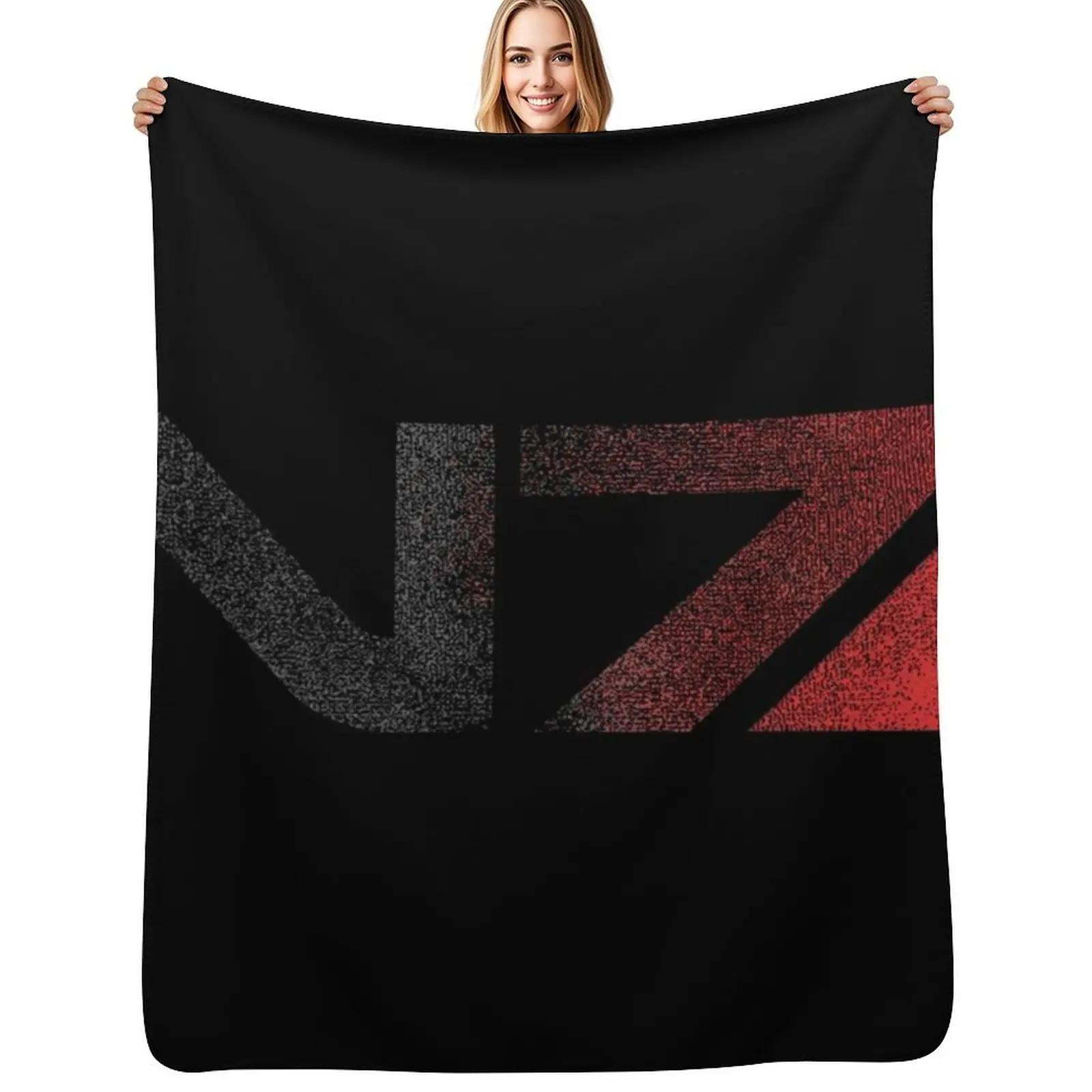 

Mass Effect N7 Distressed Logo Throw Blanket Designers Luxury Designer cosplay anime decorative Blankets