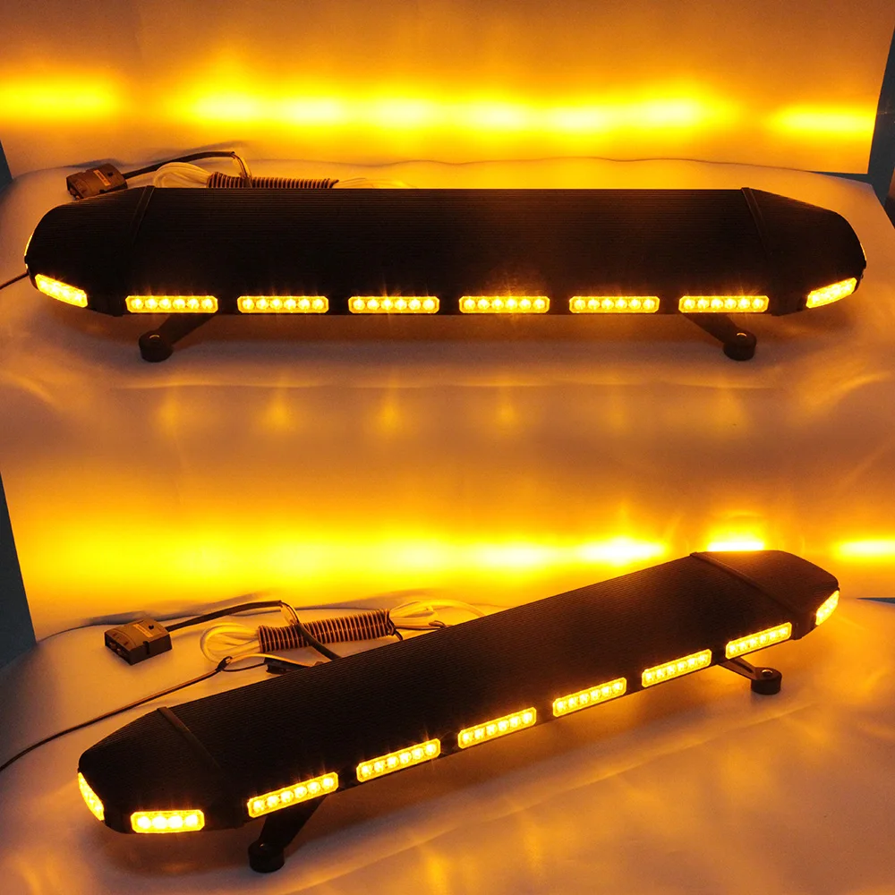 Safety Flashing 96 LED Amber Emergency Light Bar 39.5'' Strobe Beacon Warn Truck Waterproof for Construction Vehicles Tow Snow