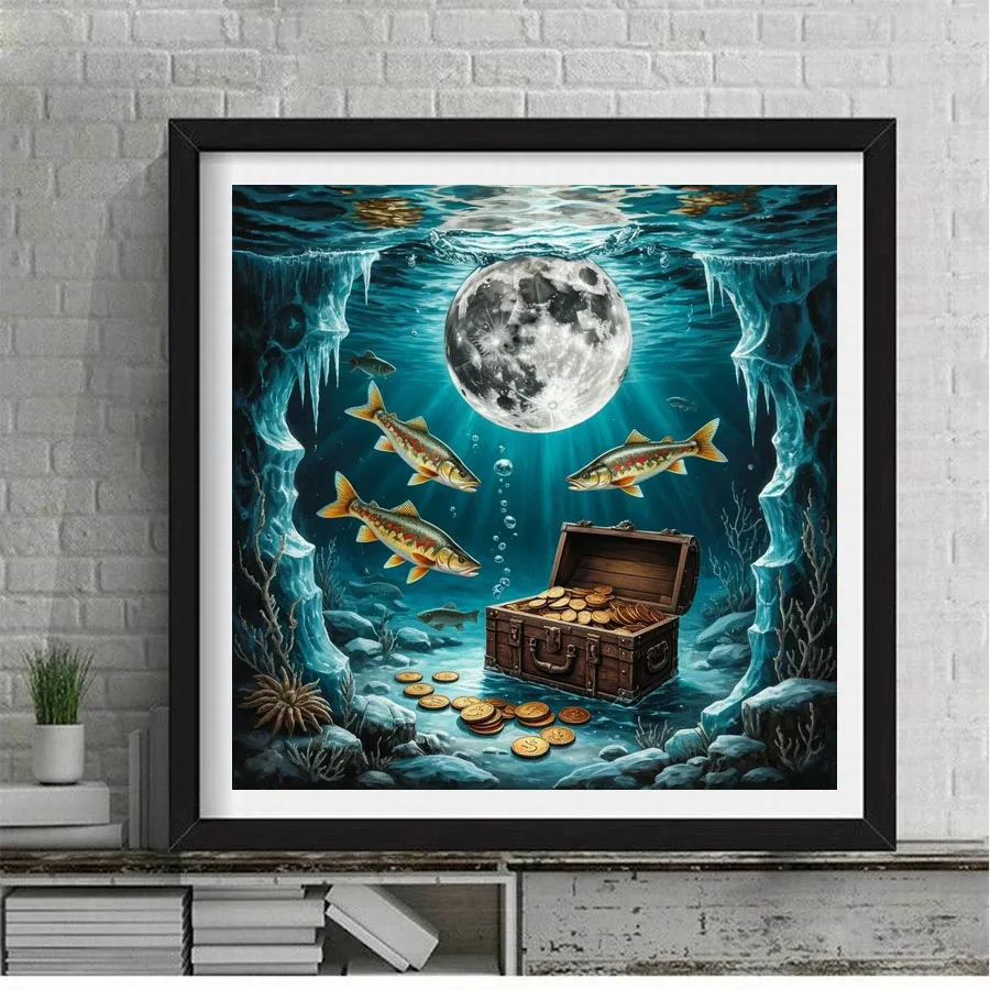 Underwater Fish Gold Coin Diy Diamond Painting Kits Jewelry Cross Stitch New Collection Animals Full Mosaic Embroidery Picture