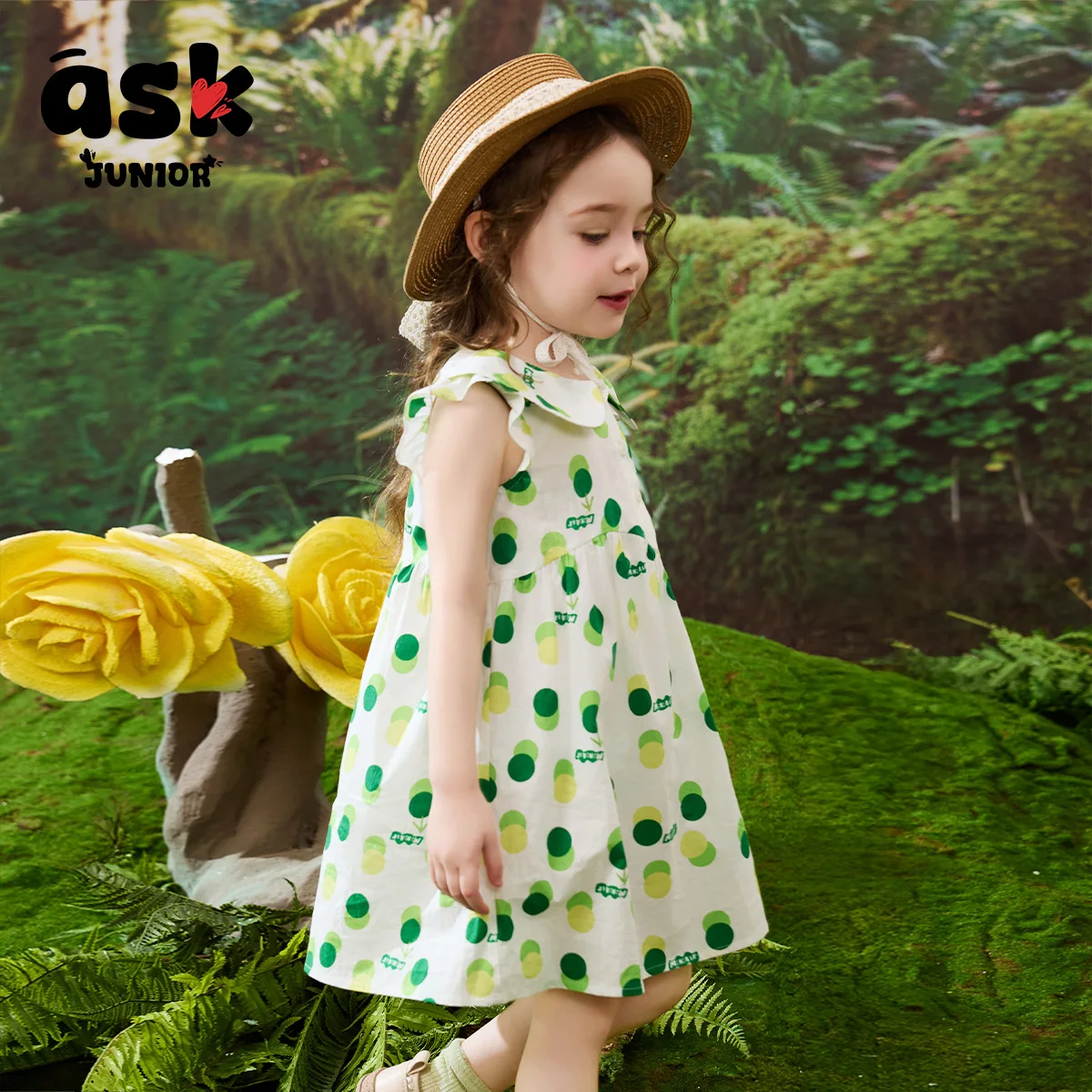 اسأل فستانًا صيفيًا للفتيات الصغيرات مطبوعًا من القطن اللطيف #2
