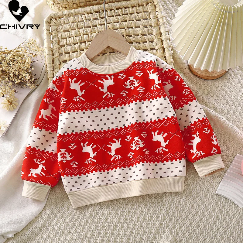 Neue Herbst Winter Kinder verdicken Pullover Baby Jungen Mädchen Rundhals Pullover Cartoon Erdbeere gestrickt warme Pullover Pullover Tops