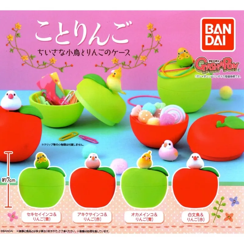 BANDAI Japan Gashapon Figure Anime Cute Bird Apple Storage Box Parrot Kawaii Figurine Capsule Toys For Boys Girls Gift