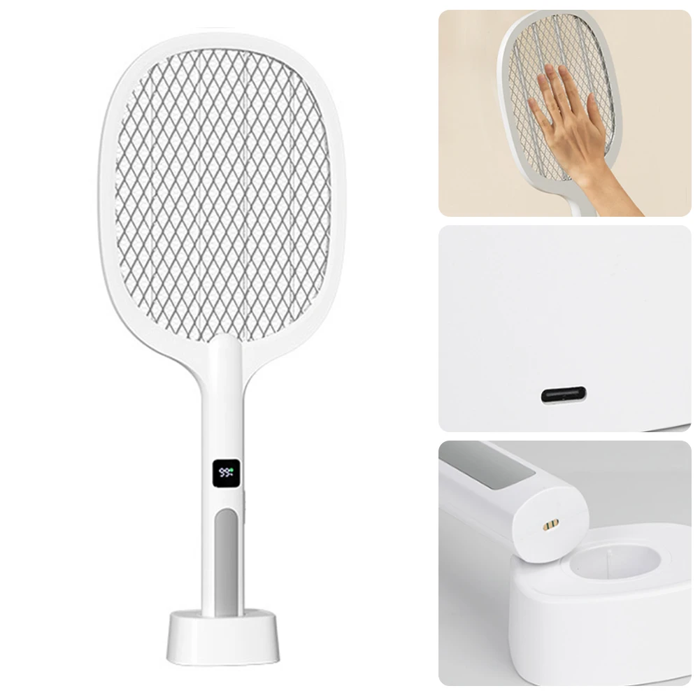 

Electric Fly Swatter 2 in 1 Insect Killer Rechargeable Detachable Handheld Automatic Tapping Mode Indoor Electric Fly Swatter