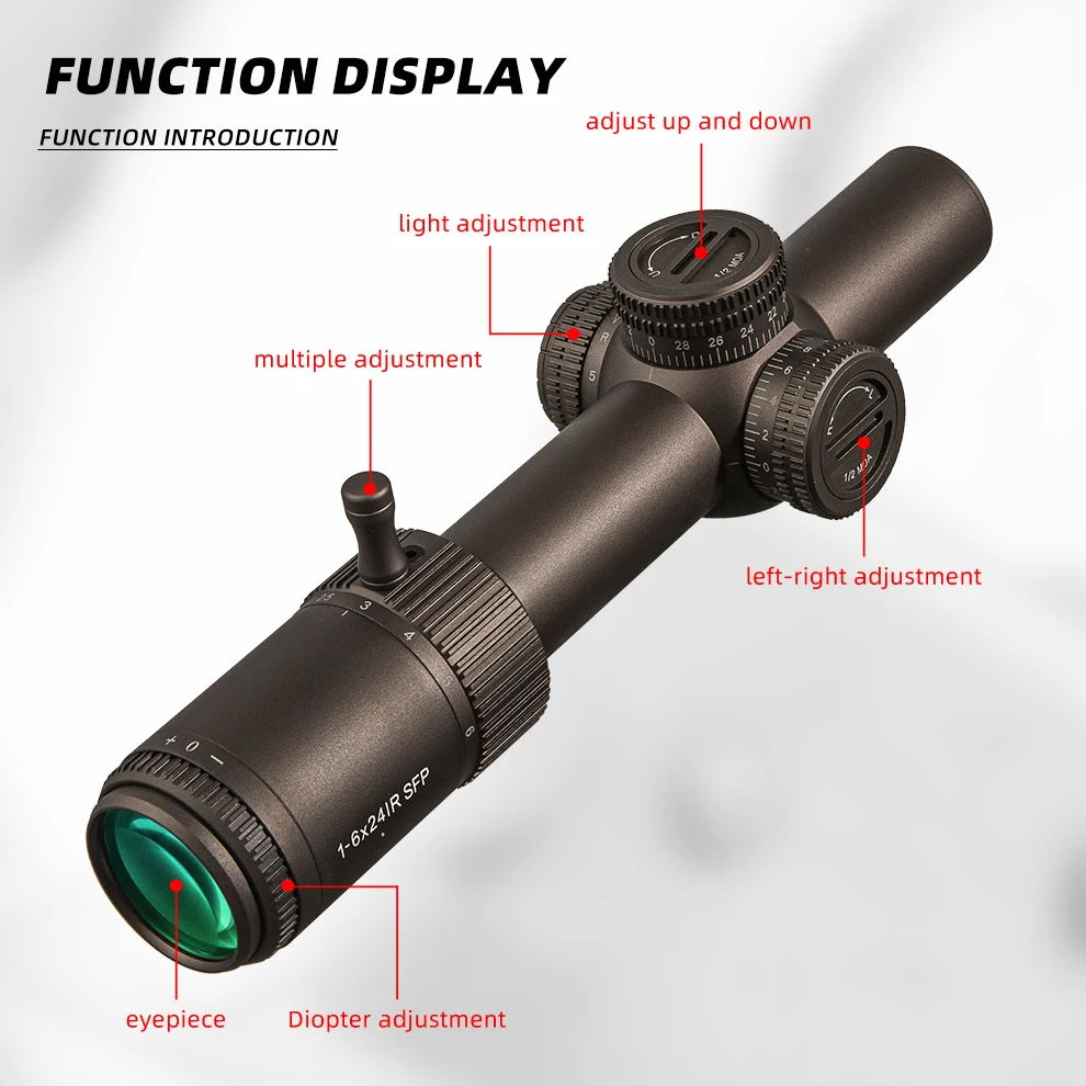 DIANA 1-6x24 Zielfernrohr Dünnwandiges Weitwinkel-Kreuzoptik-Kollimator Jagdzielfernrohr in Brauner Farbe – Detail 5
