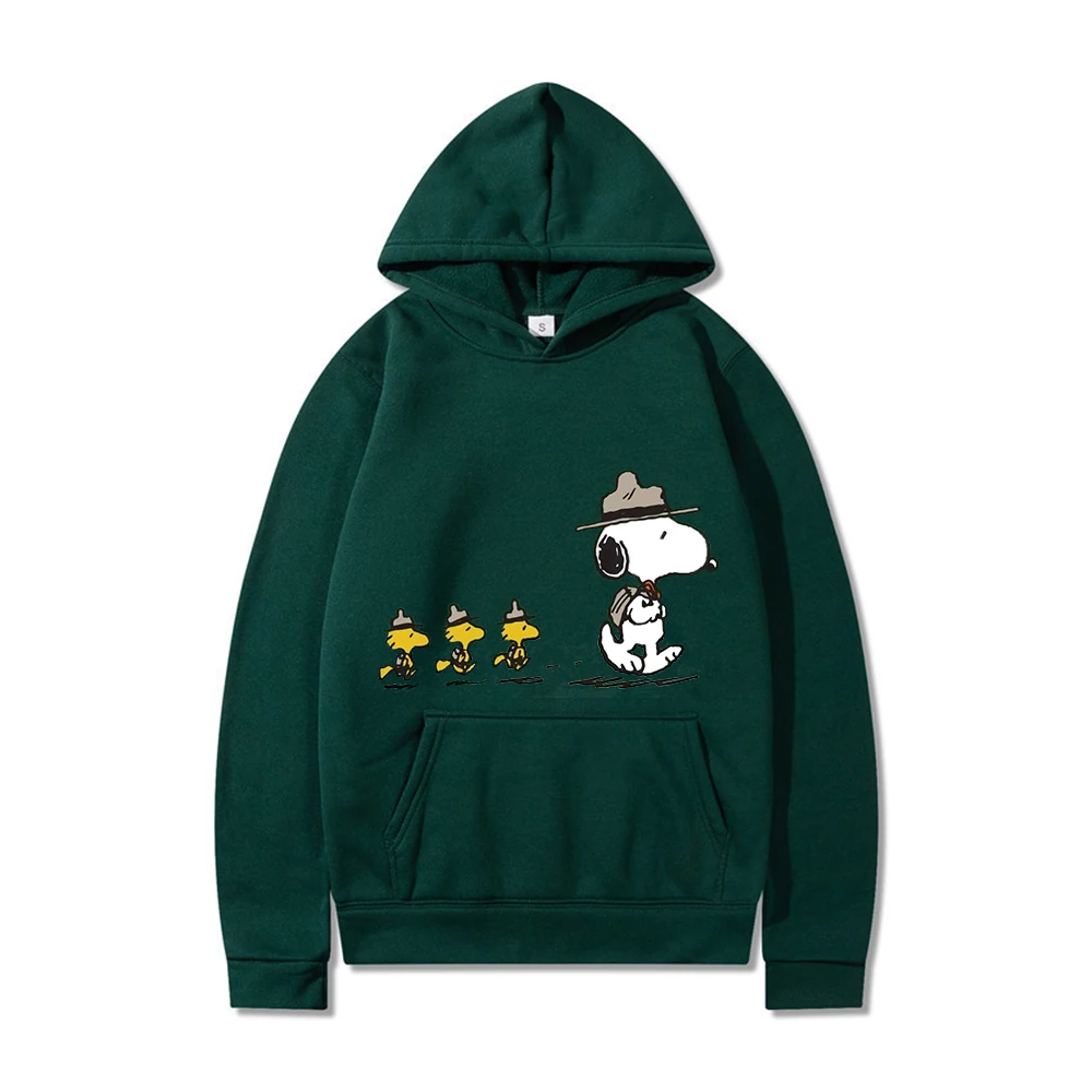 Snoopy Cartoon Anime Women\'s Hoodie 2024 Spring and Autumn New Men\'s Hoodie Casual Khaki Sports Couple Sweatshirt