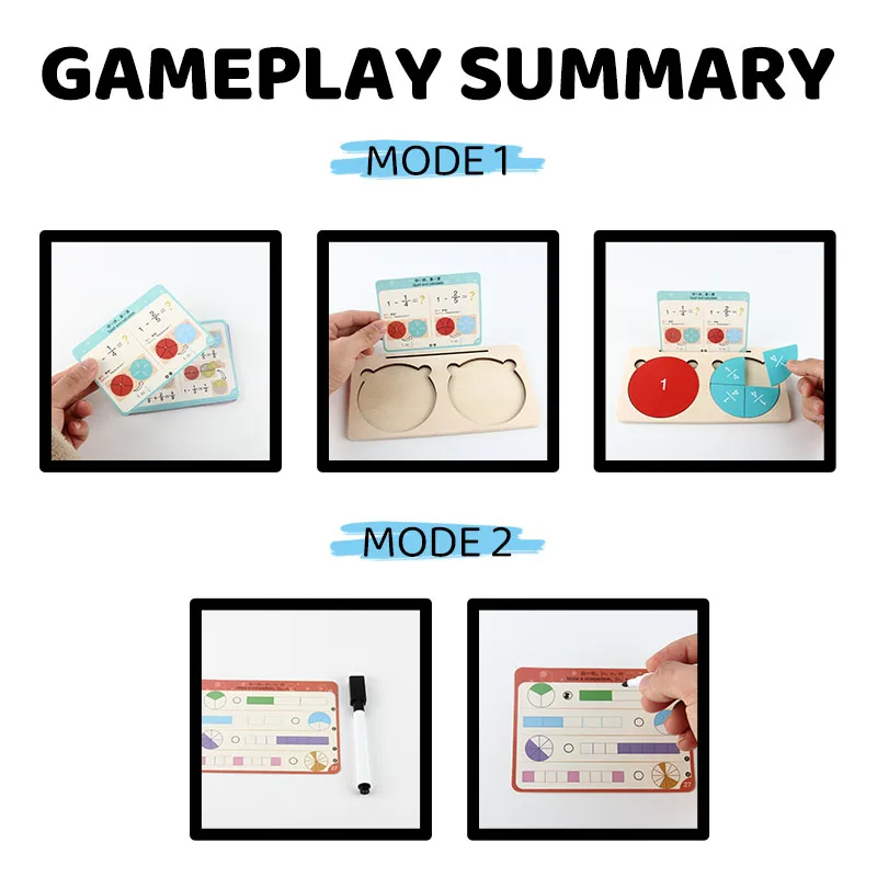 Children\'s math fraction learning educational toys, fraction addition and subtraction cognition, demonstration teaching aids3-12