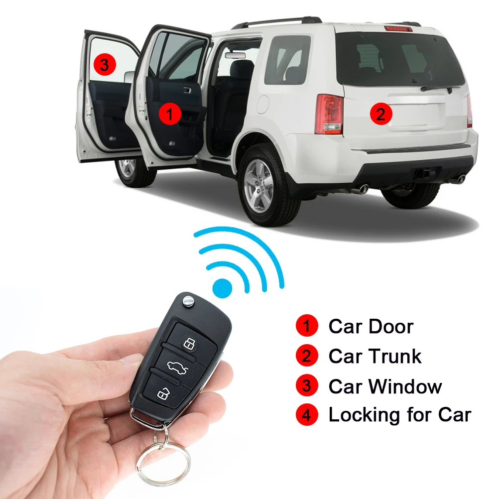 Car Central Door Lock Auto Keyless Entry System Button Start Stop Alarm Security Remote Fob Trunk Locking Kit Universal 12V DIY