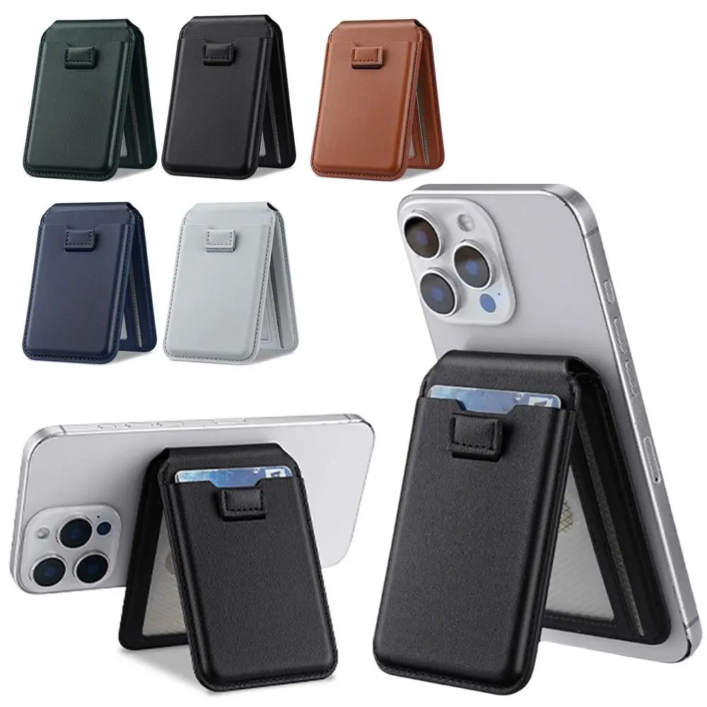 Tempat Kartu Ponsel Kulit PU Baru Dompet Magsafe Portabel Magnetik Tempat Dompet Kulit untuk iPhone 16 15 14 13 12 ProMax