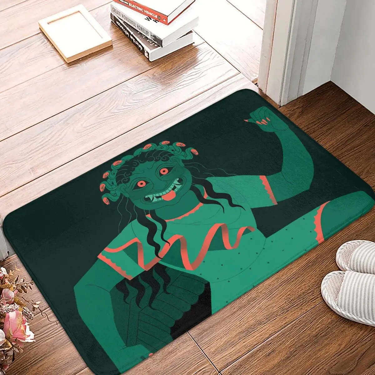 Archaic Gorgon Green Ancient Bathroom Mat Rug Home Doormat Living Room Carpet Outdoor