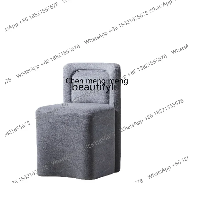 ss7486 Light Luxury Curved Single Dining Chair Fabric Bedroom Makeup Make-up Chair Living Room Designer Couch