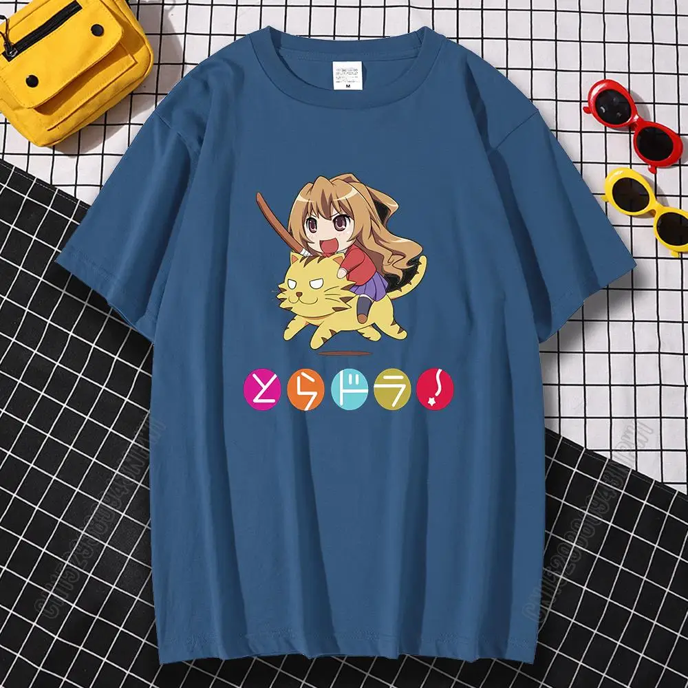 Anime Toradora T Shirts Summer 100% Cotton Loose Harajuku Tee Shirts Man Woman O Neck Hip Hop Streetwear Top Cartoon Tshirts