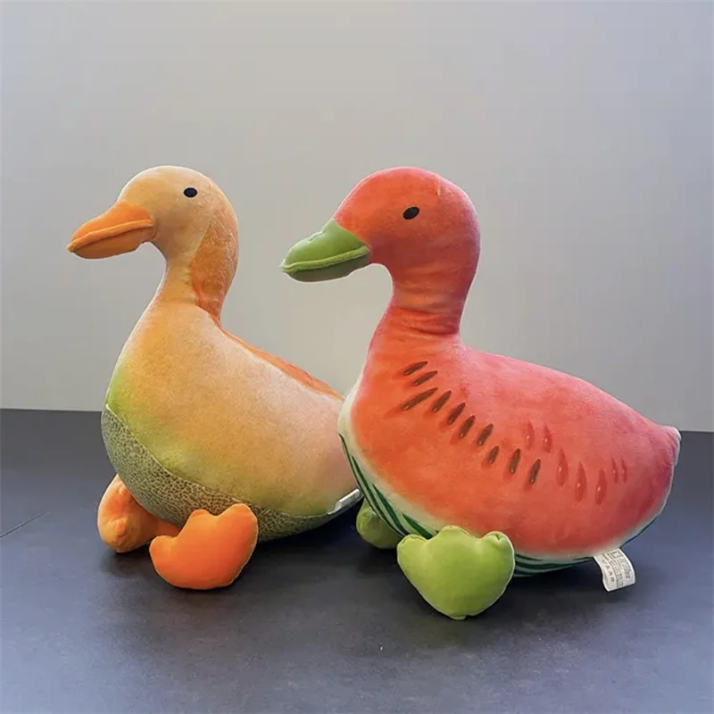 Funny Fruit Duck Watermelon Cantaloupe Gourd Lotus Root Duckling Lovely Soft Stuffed Animal Cute Plush Toy Pendant Doll Gift 1pc