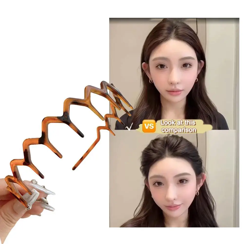 Women Headband Hair Comb Zigzag Band Notched Headband Woman Man Girl Wave Comb Hair Hoop Resin Broken Hair Artifact