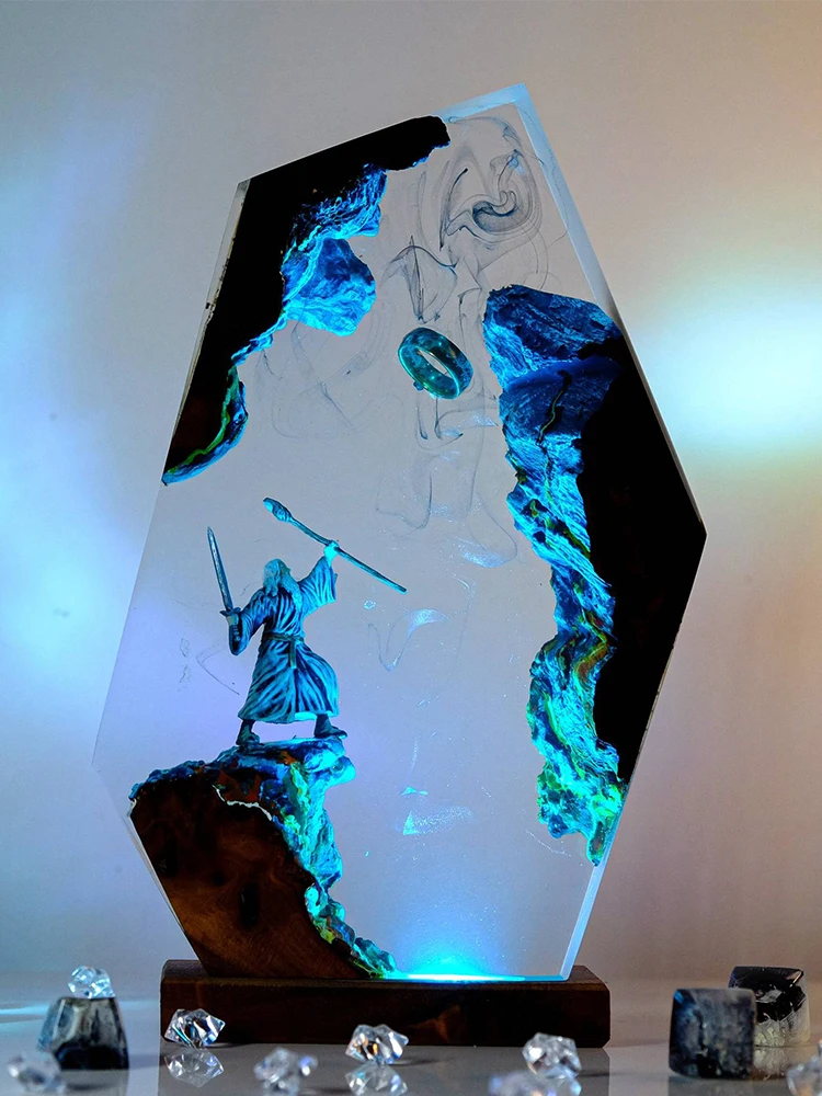 Movie Scence Figure Table Resin Lamp Magic Ring Colorful Night Light Customized Creative Artistic Desktop Home Decor USB Charge view 5