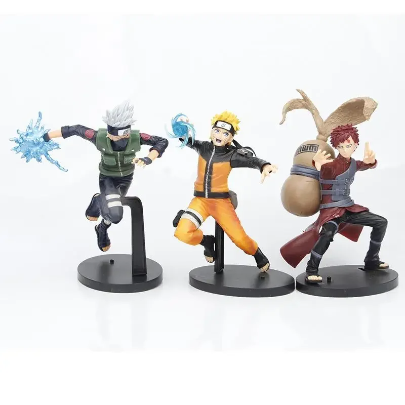 1Pc 20cm Anime Naruto Sasuke Kakashi Uzumaki Gaara Action Figures Cartoon PVC Collectiable Model Toys Kids Boys Birthday Gifts