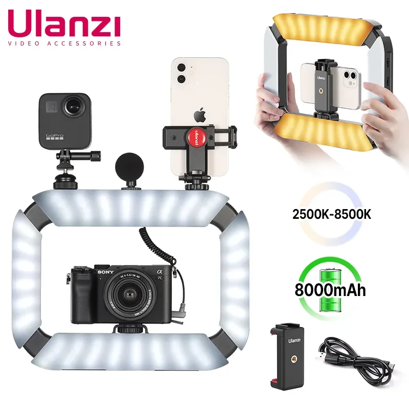 Ulanzi U200 U-200 Smartphone Video Rig  LED Video Light 2 in 1 Ring Light Cold Shoe for Microphone Tiktok Youtube Live Rig Light 