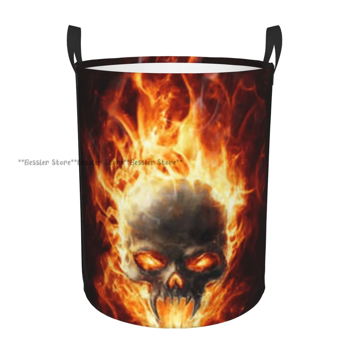 Folding Laundry Basket Bburning Skull Bringer Of Doom Dirty Clothes Storage Bucket Wardrobe Clothing Organizer Hamper