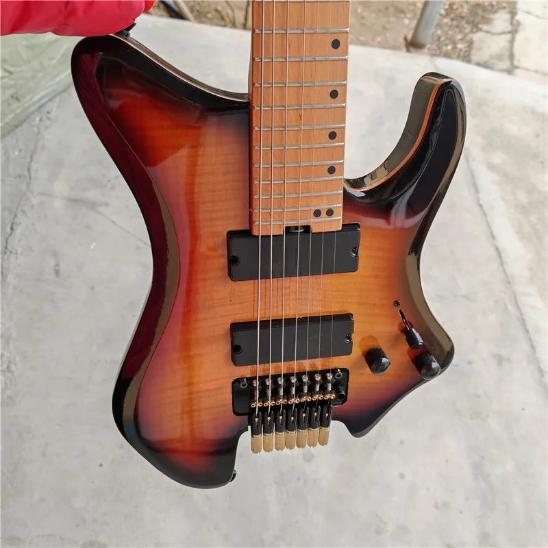 

Электрогитара Double Rocking, 7 струн, безголовая, корпус из красного дерева, гриф и накладка из обожженного клёна, BJ810