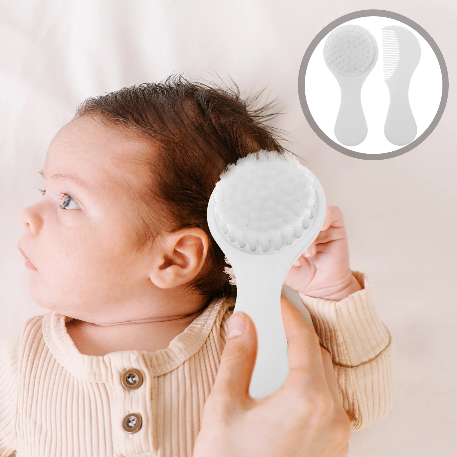 2 قطعة فرشاة شعر الطفل ومشط مجموعة شعيرات ناعمة الوليد تدليك فروة الرأس مهد غطاء إزالة طفل صبي فتاة الاستمالة #1