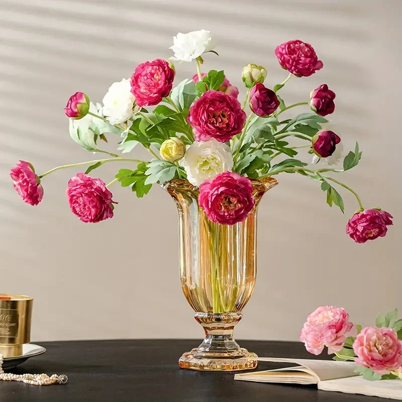 Nordic Style Peony Simulation Flowers 3 Heads/branch Fake Flowers for Living Room Decoration Wedding Home Tabel Decor