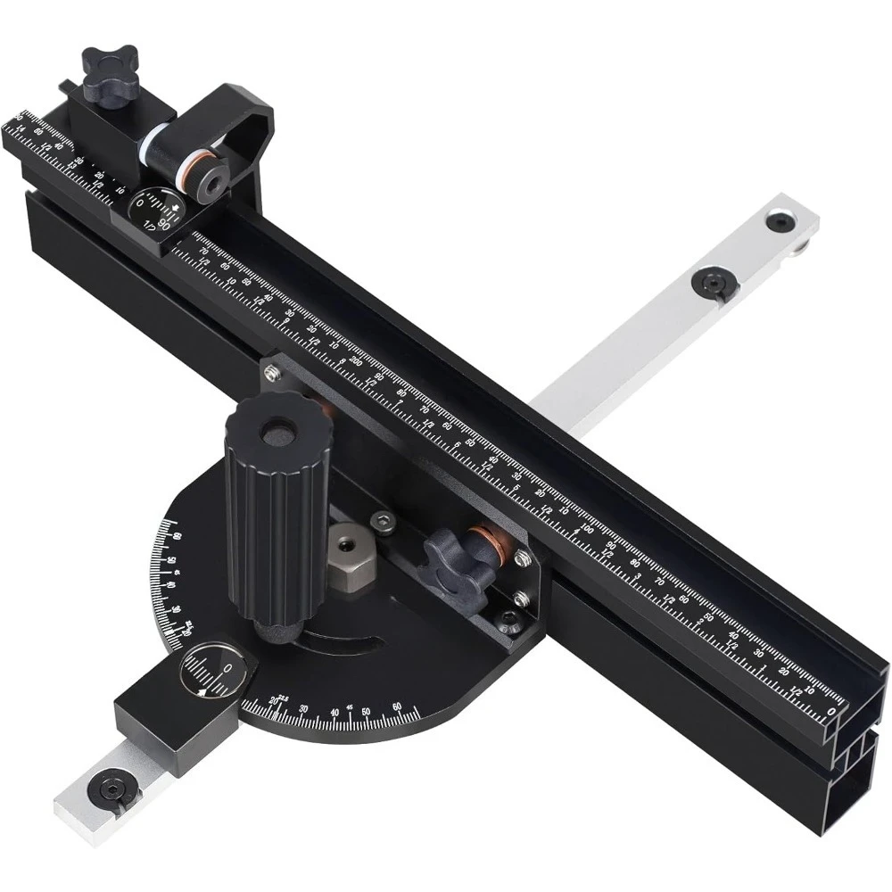 

Table Saw Miter Gauge with 360mm Fence Multifunction Flip Stop Positive Angle Stops