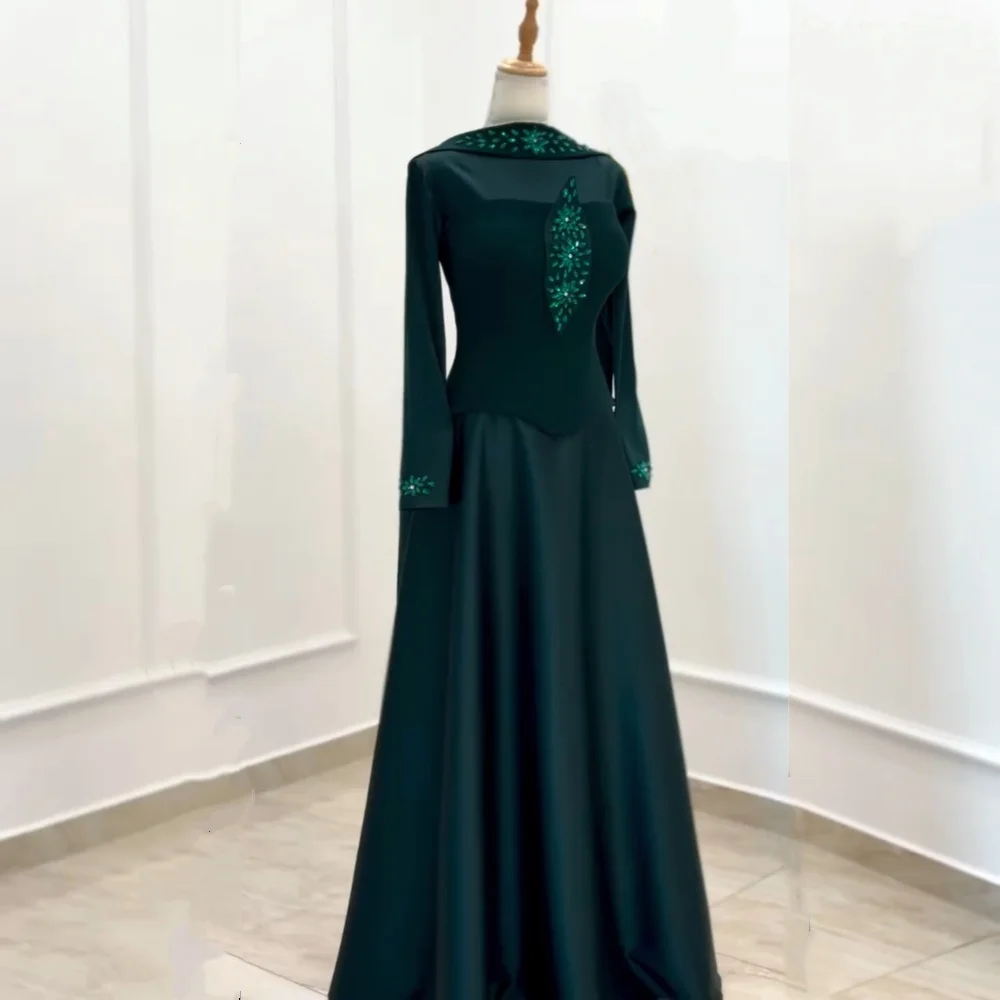 Customized High Quality Evening Dress Rhinestone Bespoke Occasion O-Neck A-line Long Dresses  Elegant Party Wedding