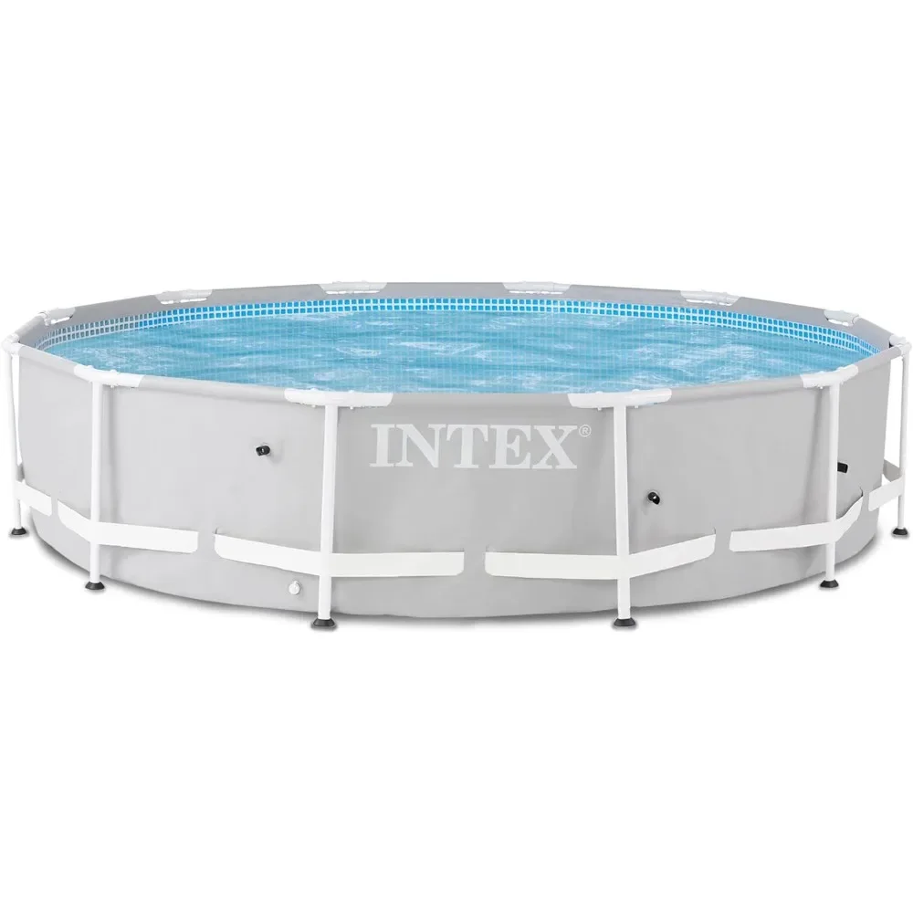 12 Foot X 30 Inch Prism Frame 6 Person Outdoor Round Above Ground Swimming Pool with Easy Set-Up, (Filter Pump Not Included)