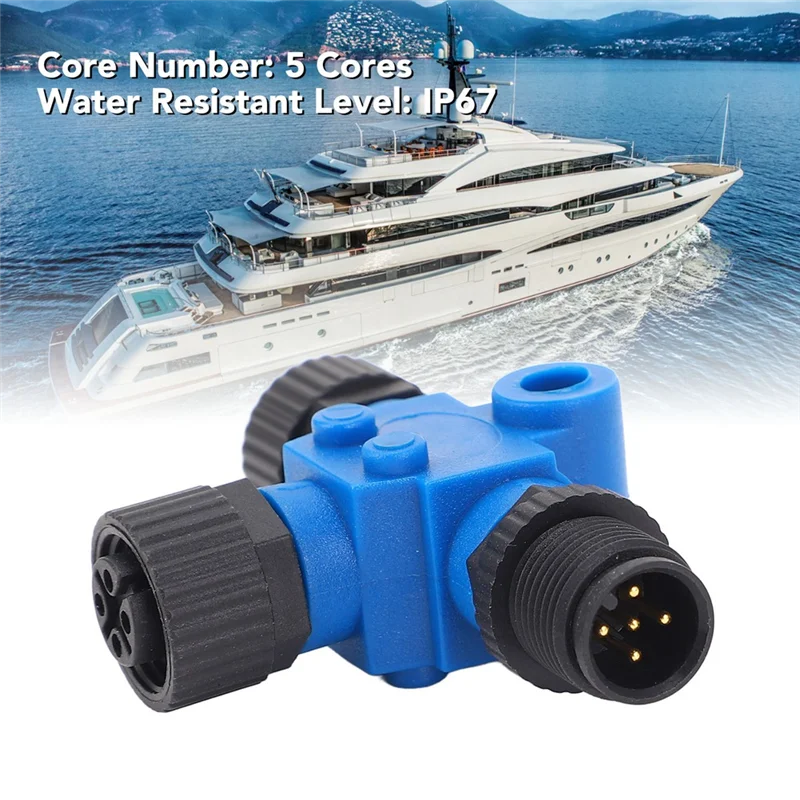

ABAE-для лодки NMEA 2000 для сетевой морской Т-разъем Lowrance M12, 5-контактный IP67, водонепроницаемый тройник с магистральным кабелем