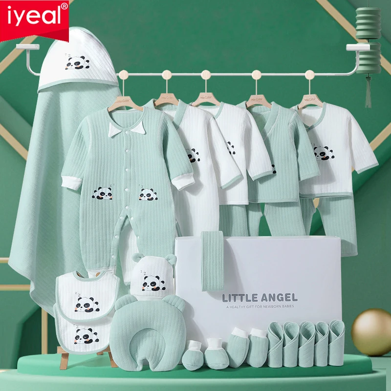 IYEAL 남녀아용 코튼 신생아 선물, 아기 수트 속옷, 아기 여아 옷, 18-23 피스 세트