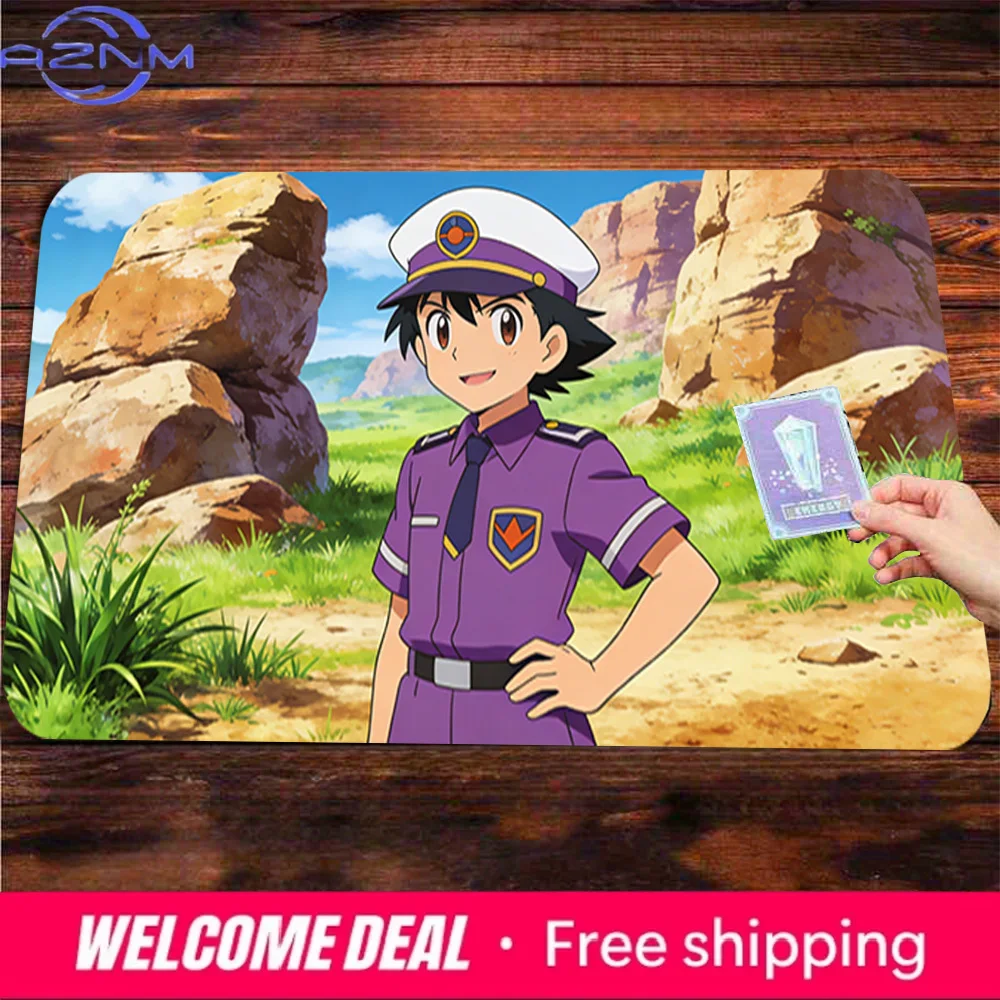 Ash Ketchum Captain Uniform Gaming Desk Mat Non-Slip Washable Mouse Pad