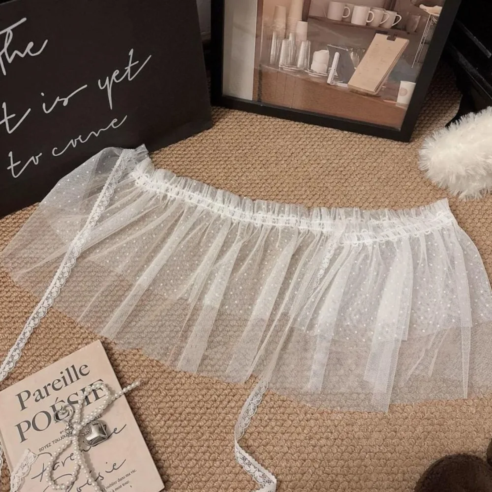 Rok Mini Renda Y2k Manis Rok Kasa Gaya Korea Lolita Rok Tepi Ruffle Bertali Pendek Wanita