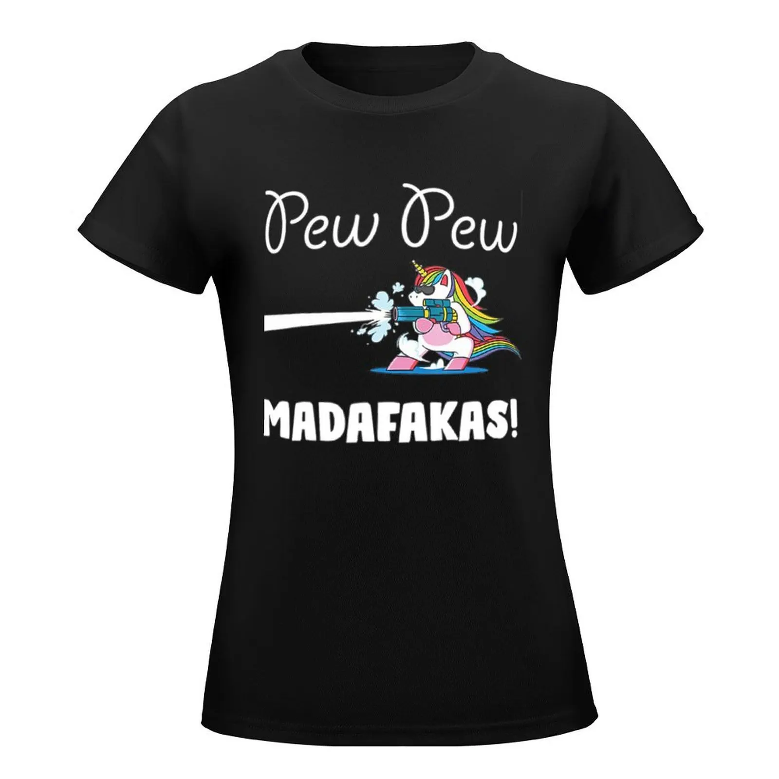 Camiseta Vintage de unicornio Pew Madafakas para mujer, ropa divertida, camisetas gráficas, blusa, nueva edición