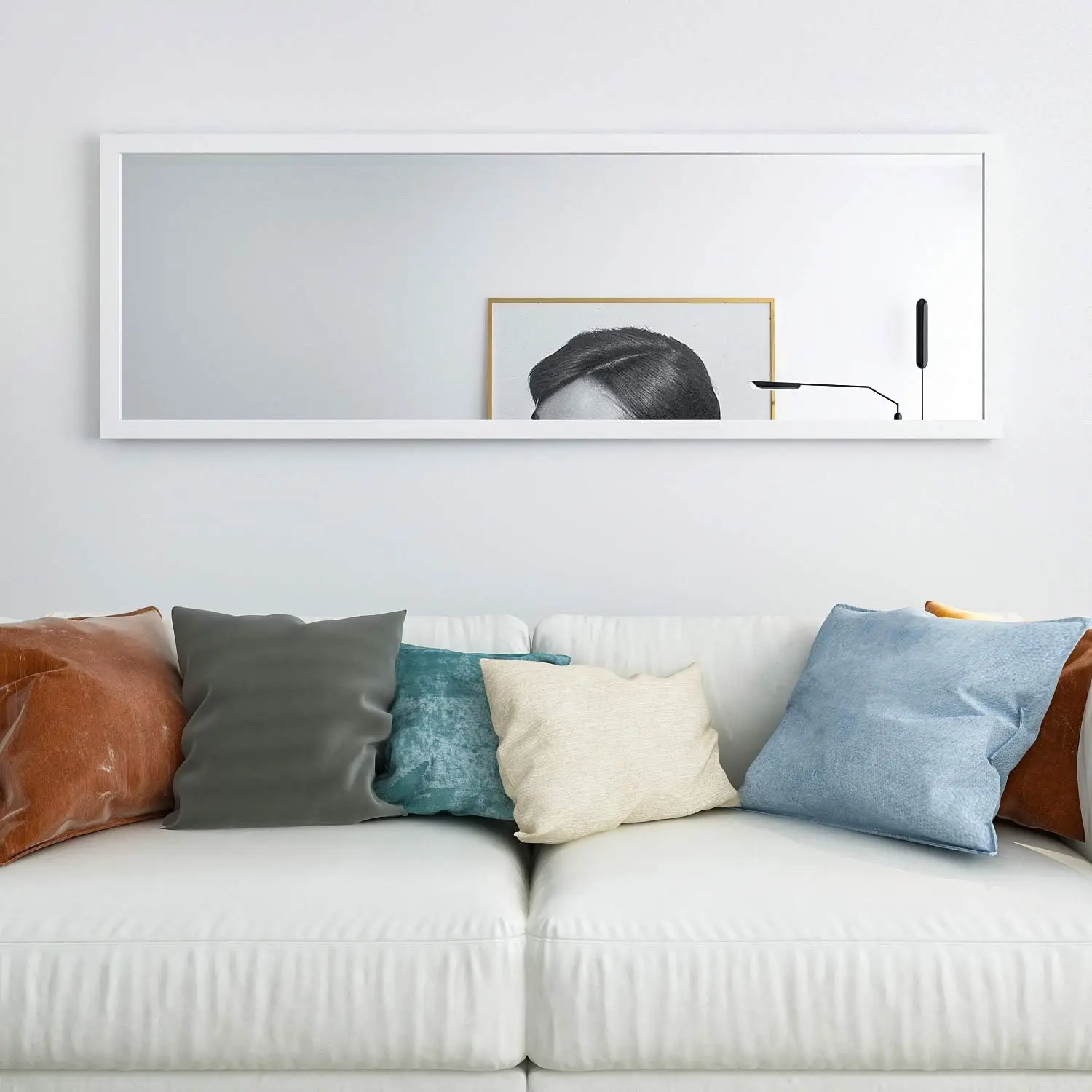 48x16 Inch Full Length Mirror with Metal Hangers for Wall or Door Mount in Bedroom Living Room Bathroom