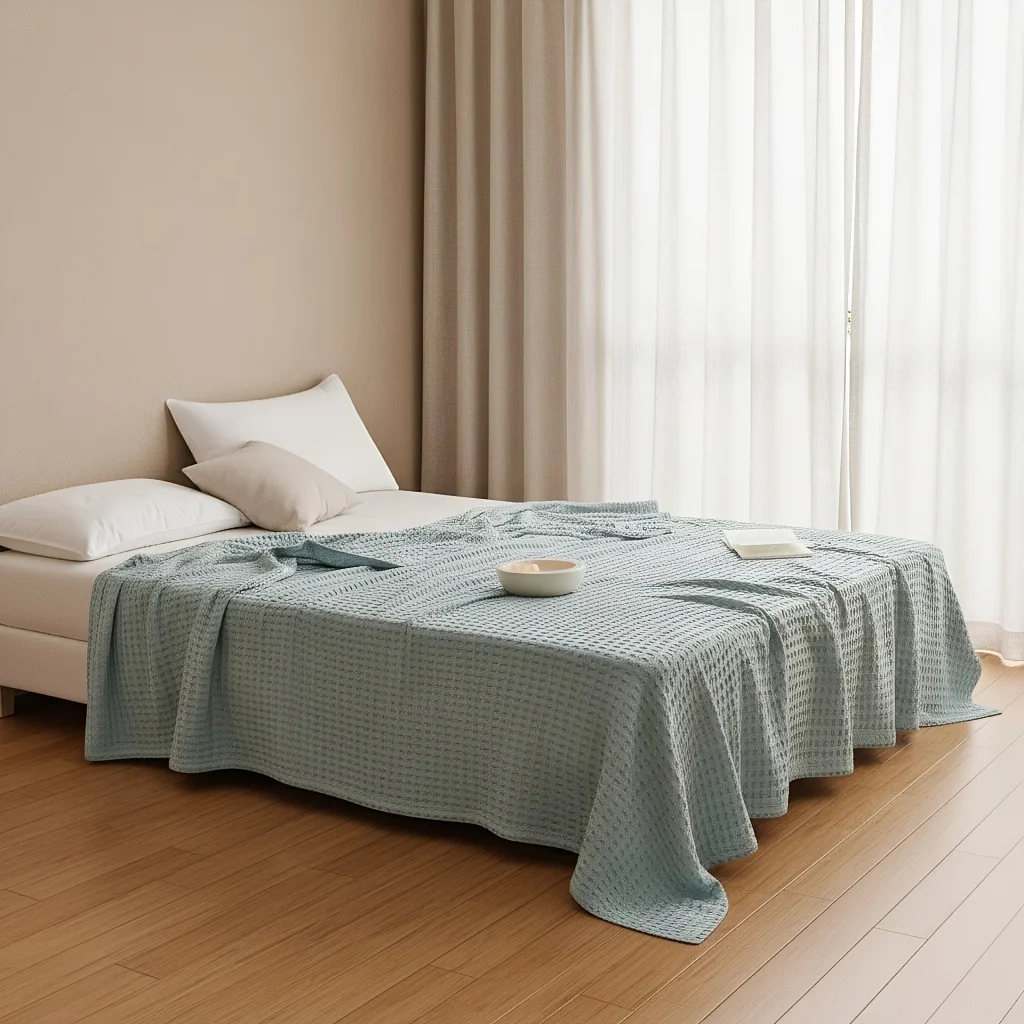 100% Cotton Multi-Layer Gauze Blanket, Waffle Weave Sheet, Nap Blanket, Air Conditioning Throw, Car Blanket, Multi-Purpose Summe image 2
